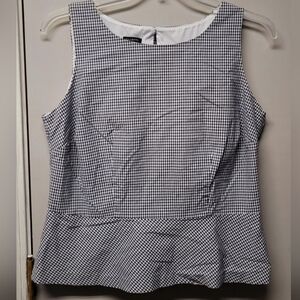 Talbots Women's Peplum Blue White Cotton Top Size 16P